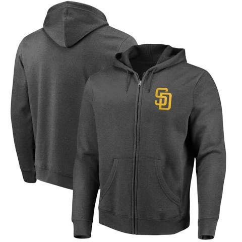 Men's Fanatics  Heather Charcoal San Diego Padres Big Gamer Full-Zip Hoodie