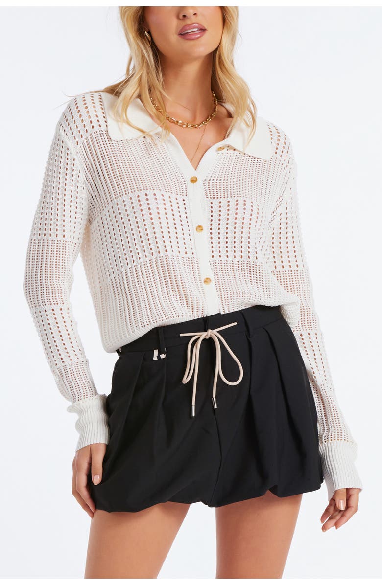 Bishop + Young Sporty Pointelle Cardigan, Alternate, color, Ivory