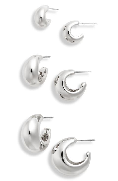 Set of 3 Wide Hoop Earrings