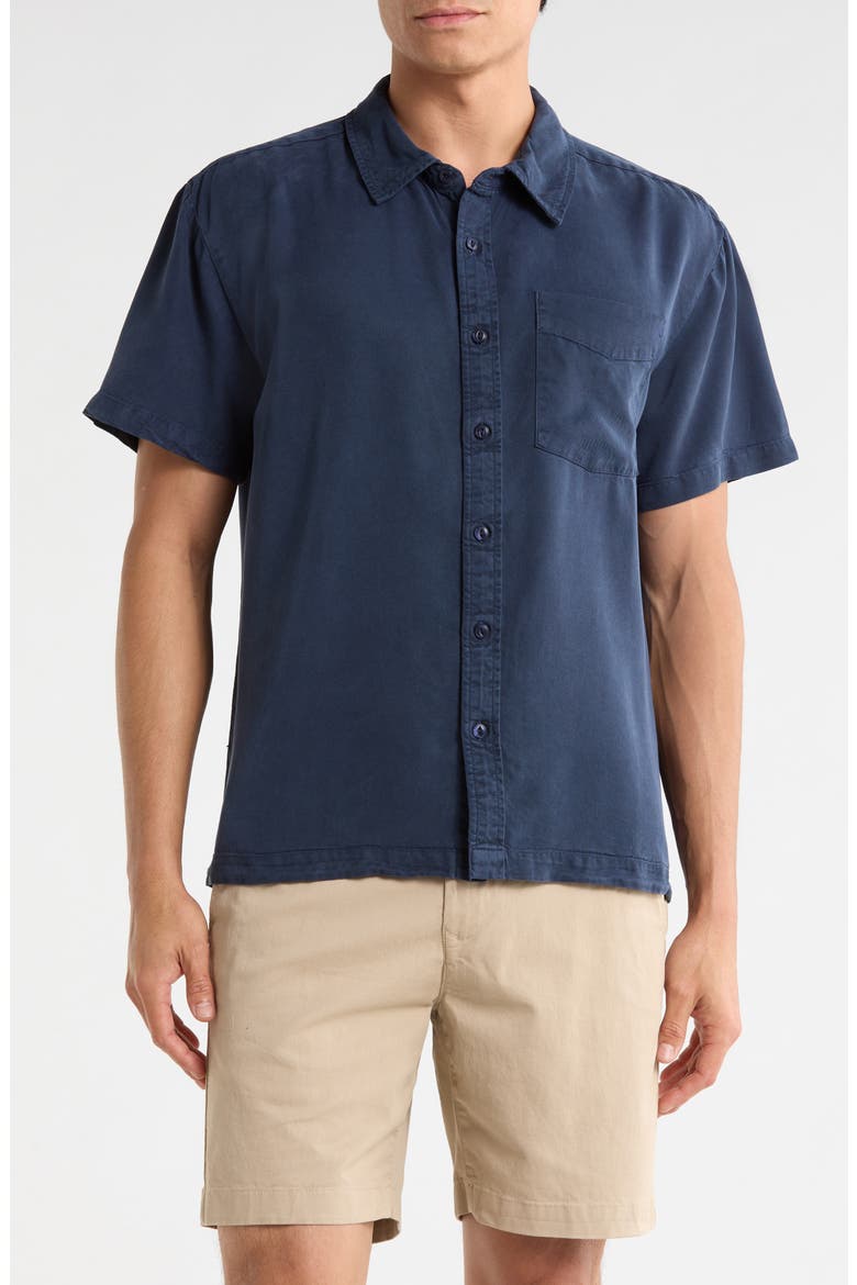 Cooling Comfort Short Sleeve Button-Up Shirt, Main, color, MIDNIGHT NAVY