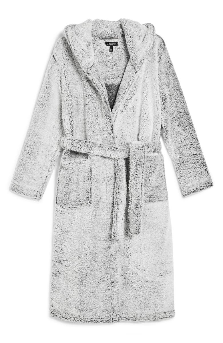 Topshop Wellsoft Faux Fur Robe, Alternate, color,