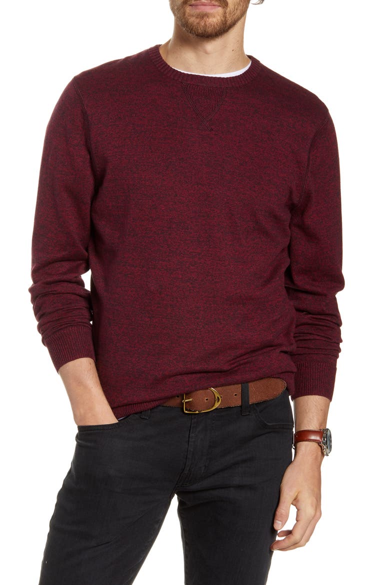 Solid Crewneck Sweater, Main, color, BURGUNDY FIELD MARL