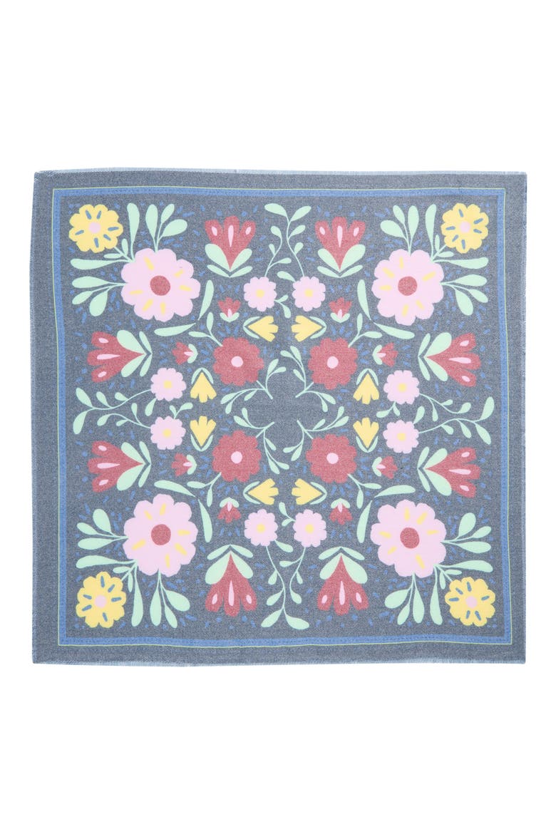 Fringe Bandana Scarf, Alternate, color, NAVY FLORAL