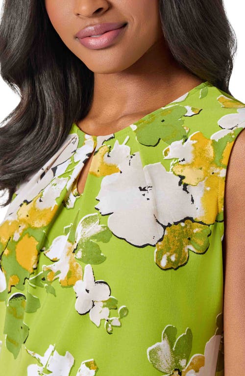 KASPER KASPER FLORAL KEYHOLE SLEEVELESS JERSEY TOP