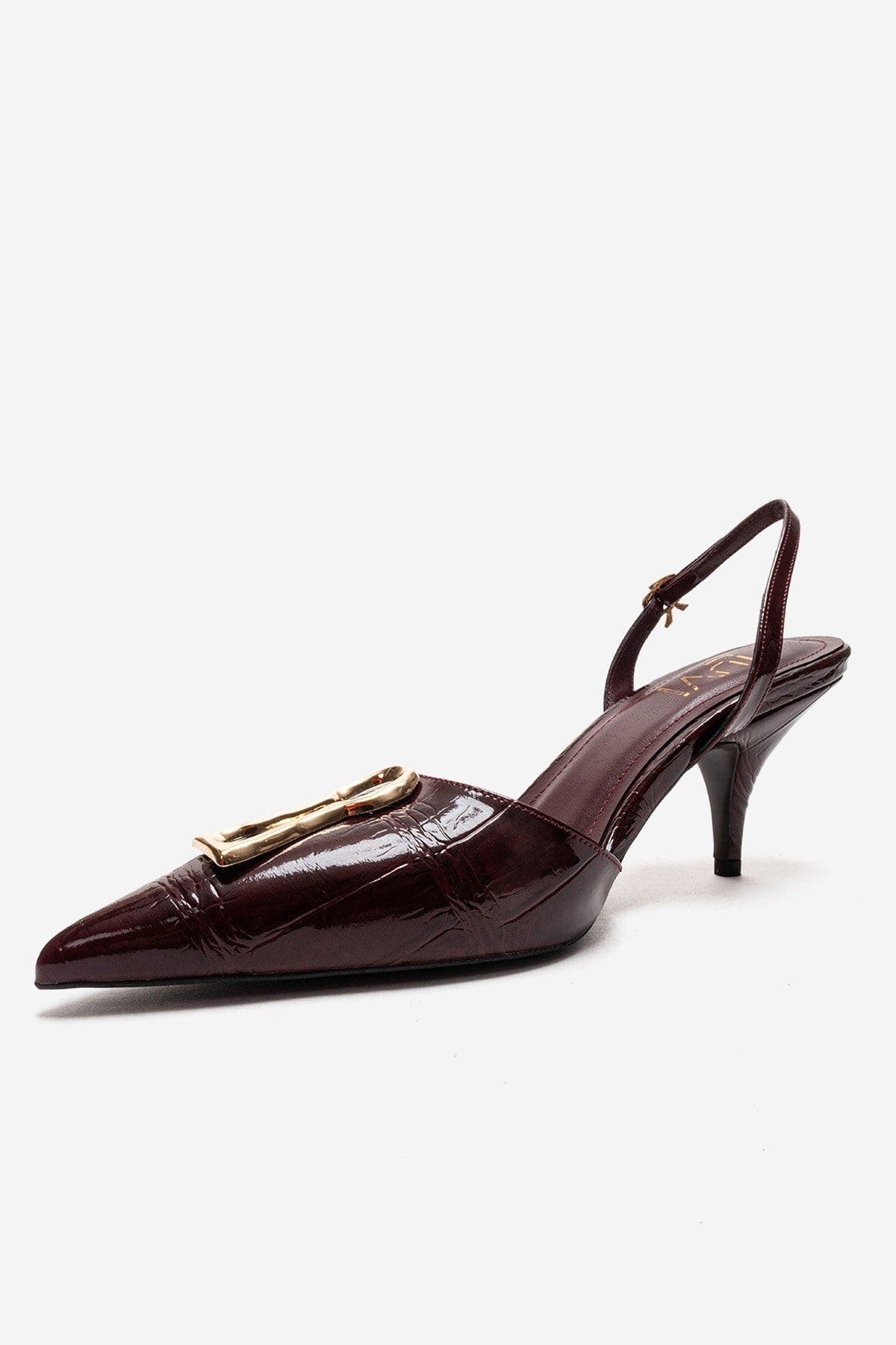 Yvella Buckle Pointed Toe Stiletto Pump, Alternate, color, Burgundy Print