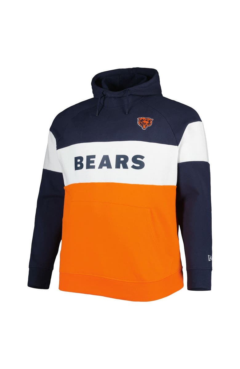 New Era Men's New Era Navy/Orange Chicago Bears Big & Tall Current Team Colorblock Fleece Raglan Pullover Hoodie, Alternate, color, Orange