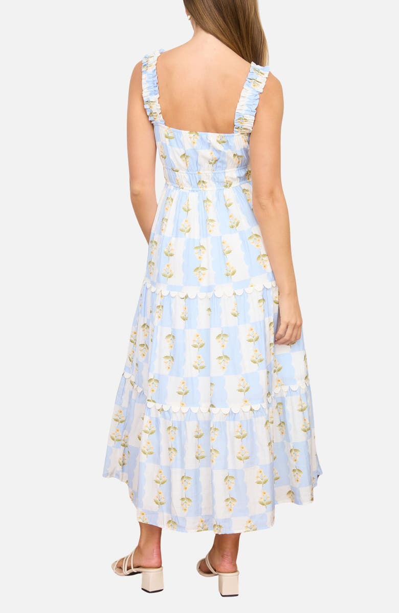 AUGUST SKY Tiered Midi Dress, Alternate, color, Blue Multi