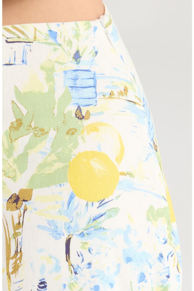 Ciendra Landscape Print Miniskirt, Alternate, color, IVORY/ BLUE
