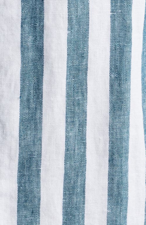 Alex Crane Ola Linen Short Sleeve Button-up Shirt In Bigwave