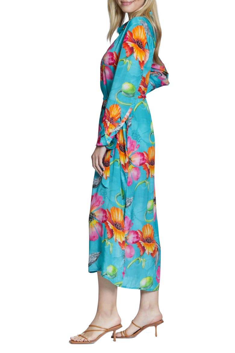 Mix Print Long Sleeve Dress, Alternate, color, TURQUOISE MULTI