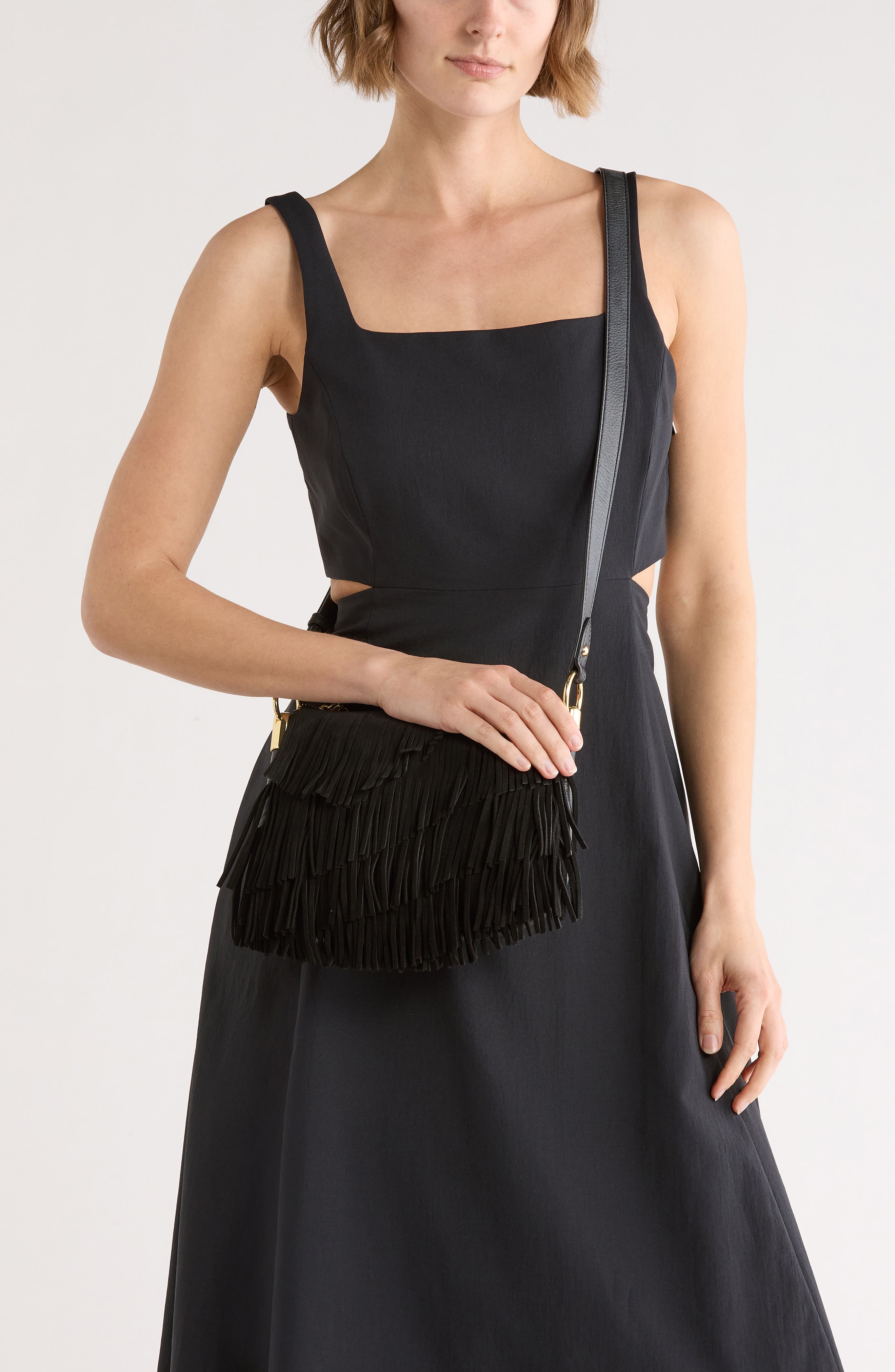 Soho Scene Vintage Crossbody Bag, Alternate, color, BLACK FRINGE