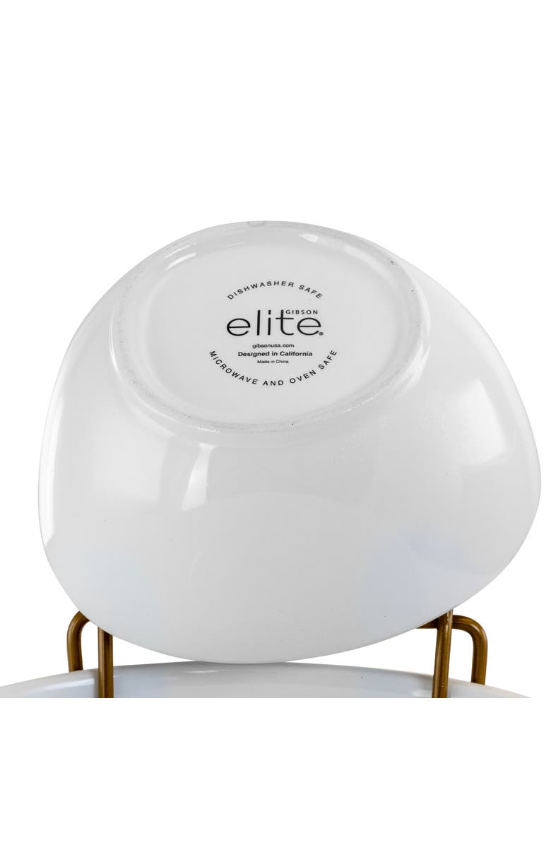 Gibson Elite Gracious Dining 2 Tier Chip and Dip Server Set with Metal Rack, Alternate, color, White