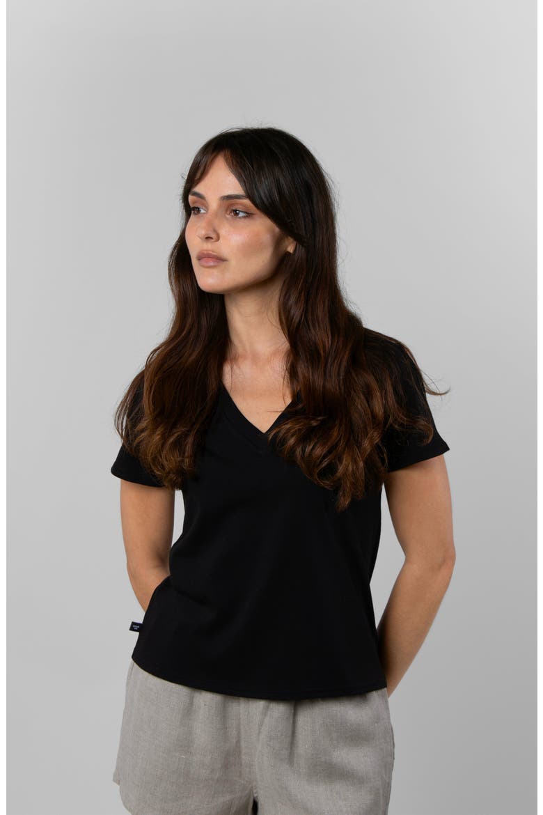 Supima V-Neck, Alternate, color, Black