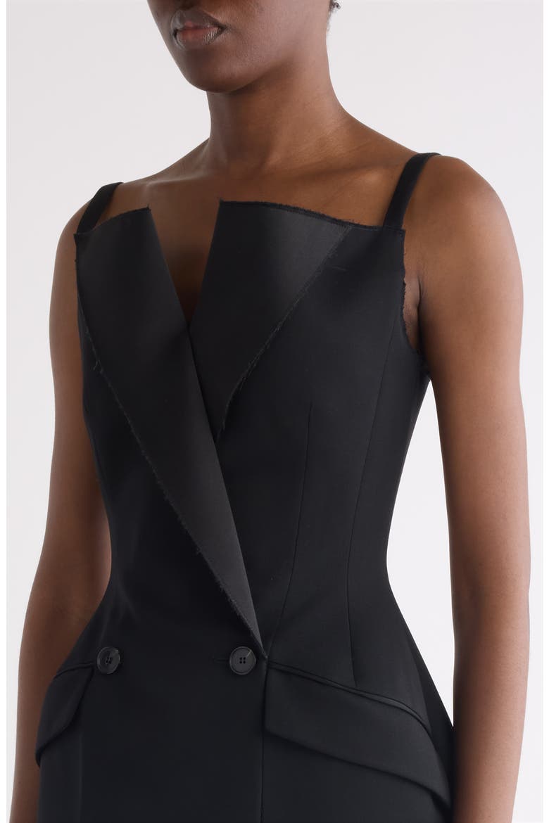 Sleeveless Wool Tailoring Minidress, Alternate, color, BLACK