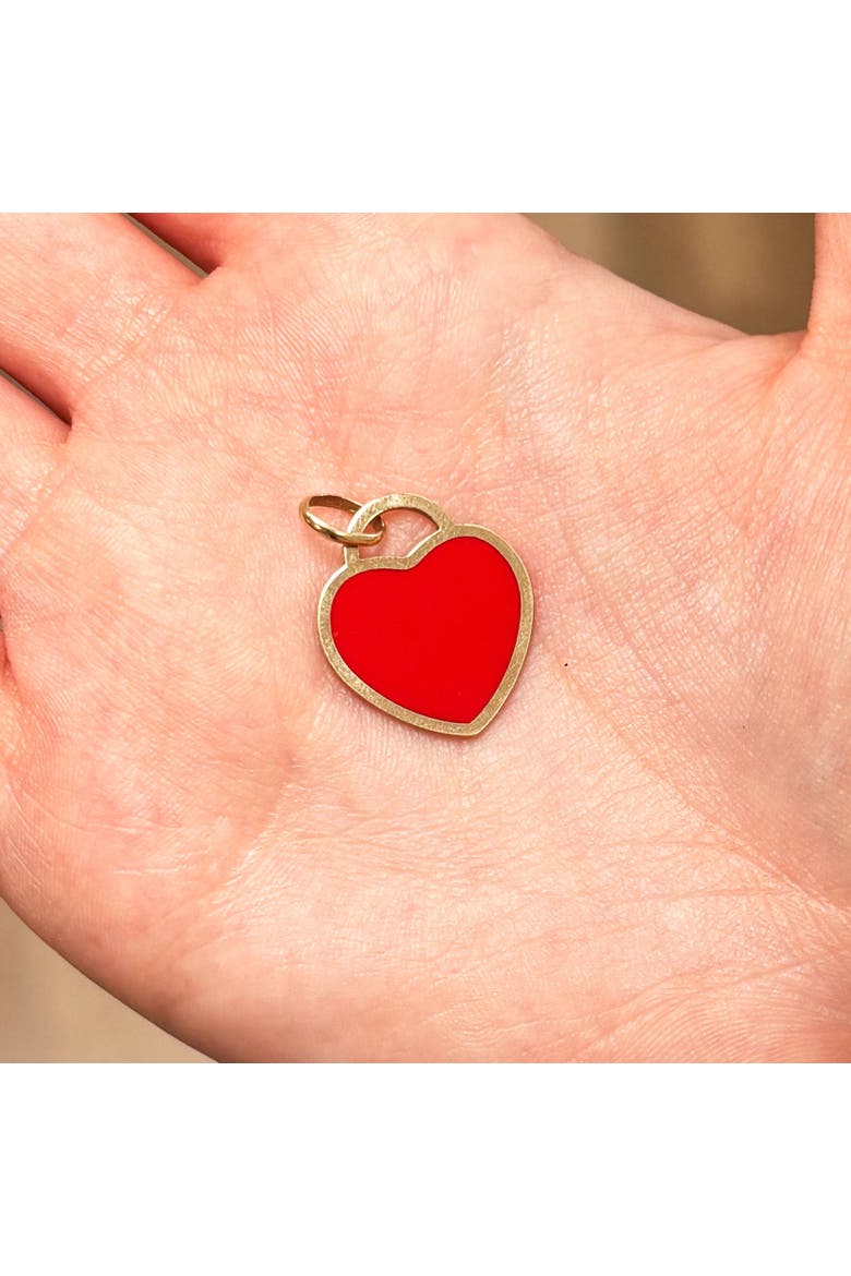 Coral Heart Padlock Charm, Alternate, color, Coral