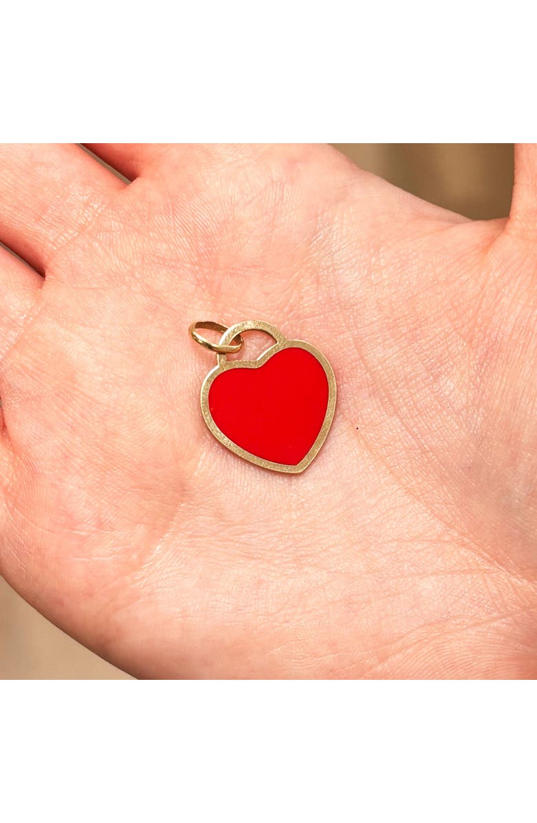 The Lovery Fine Jewelry Coral Heart Padlock Charm, Alternate, color, Coral