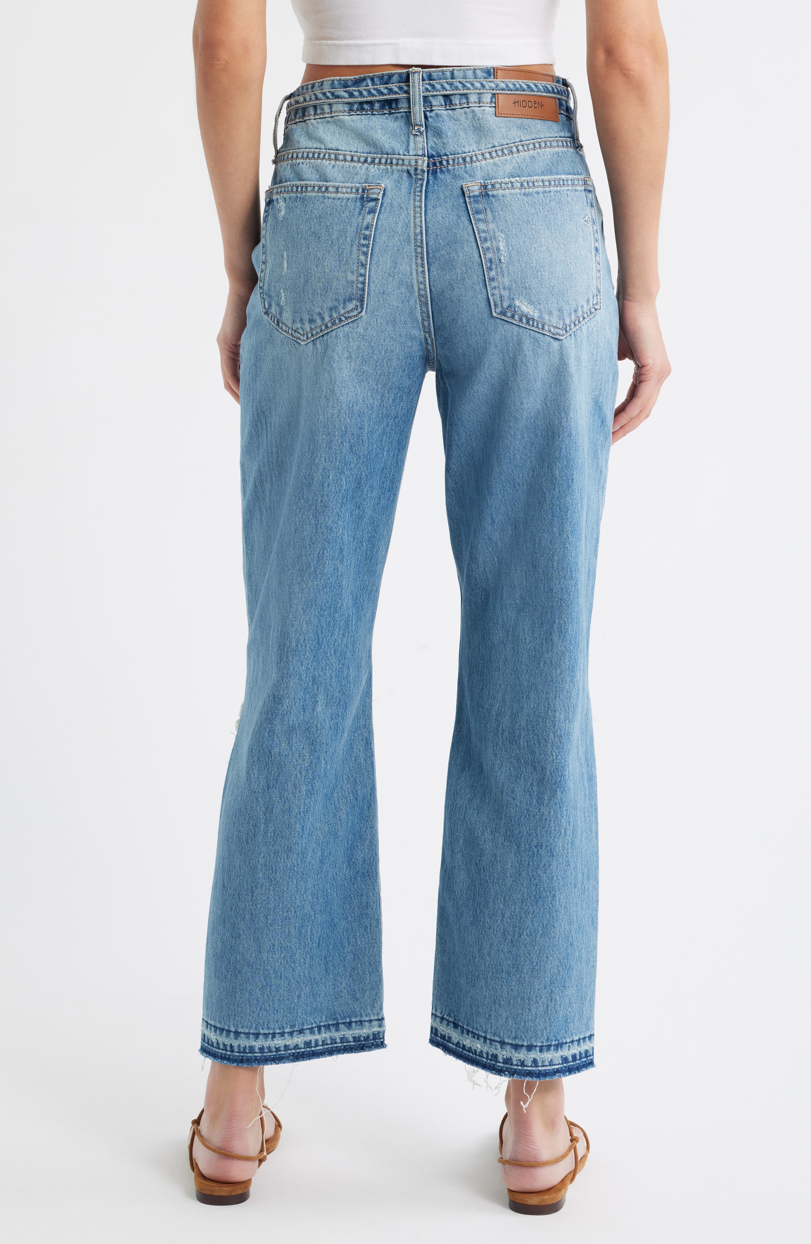 Belted Ripped Straight Leg Jeans - image 2