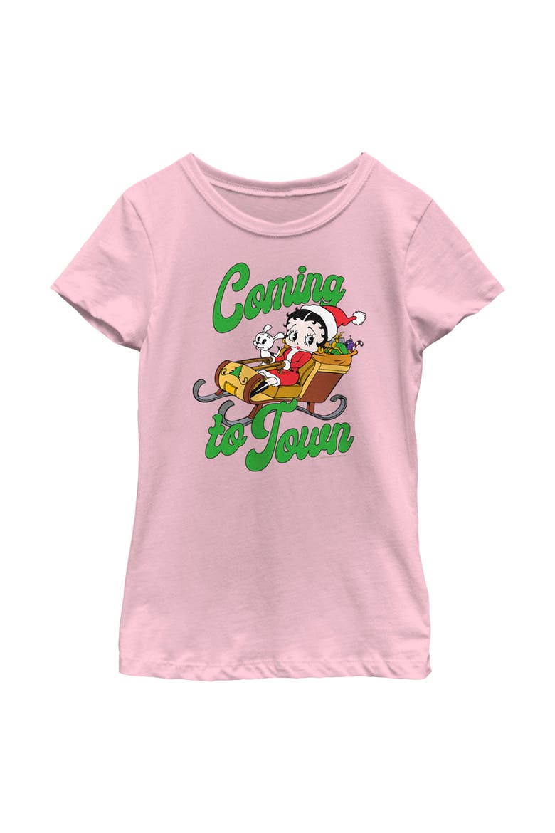 Girls' Christmas Coming to Town Pudgy Graphic Tee, Main, color, Light Pink