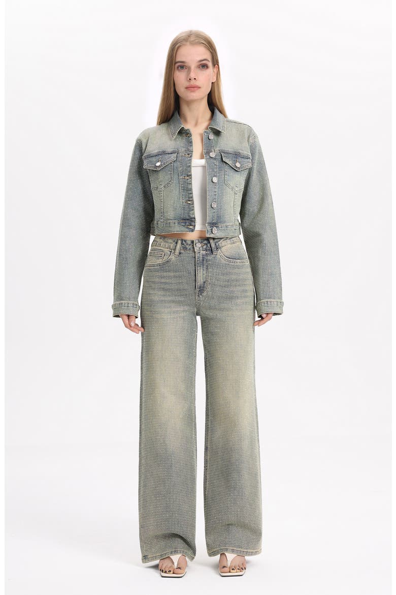 Rhinestone Crop Denim Jacket, Alternate, color, PURE EDGE