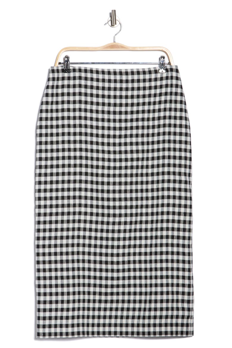 Phoebe Gingham Linen Blend Skirt, Alternate, color, BLACK/ CREAM