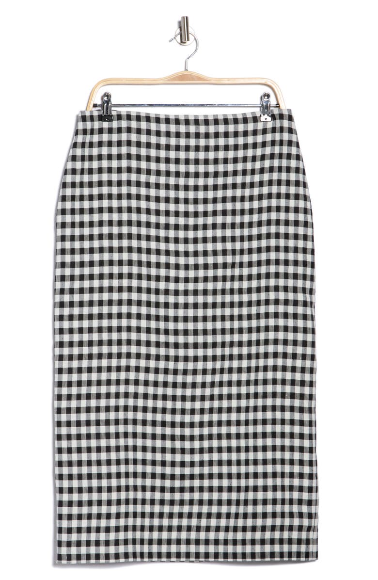 A.L.C. Phoebe Gingham Linen Blend Skirt, Main, color, Black/ Cream