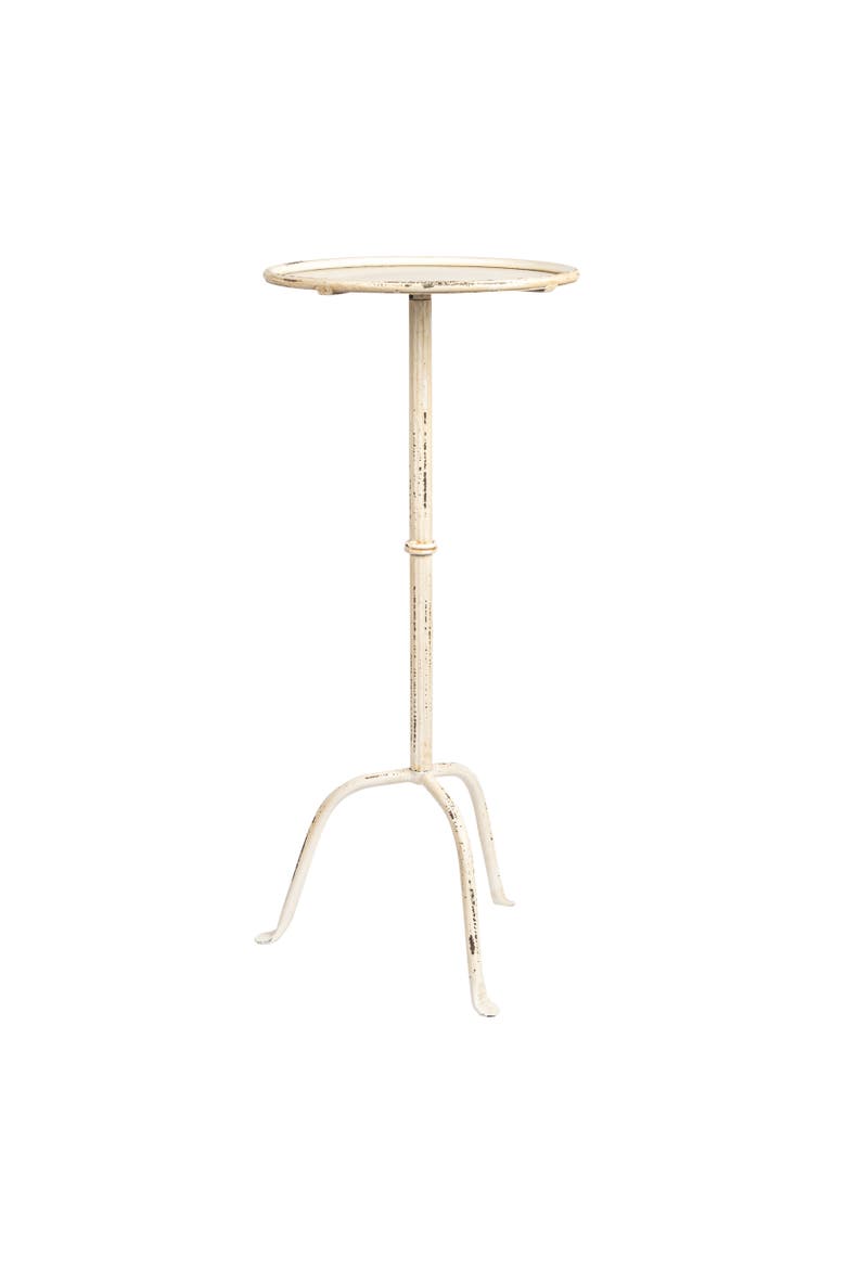 Metal Martini Cocktail Table, Antique White, Main, color, White