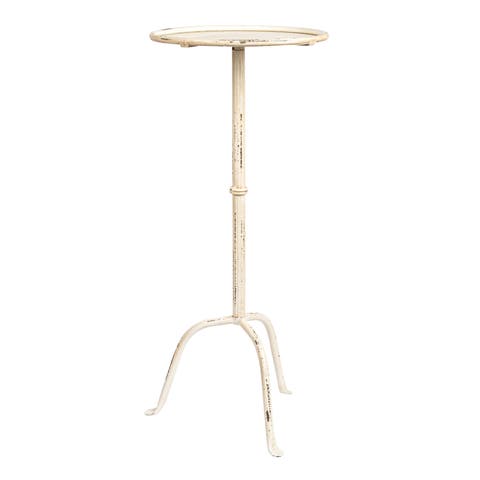Metal Martini Cocktail Table, Antique White