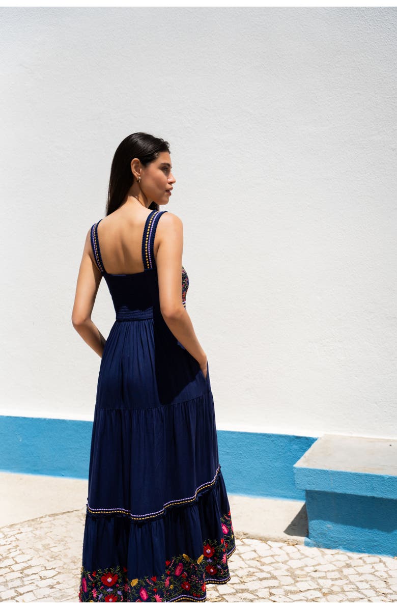 Change of Scenery Lizzie Embroidered Tiered Midi Dress, Alternate, color, Gardenia Embroidery