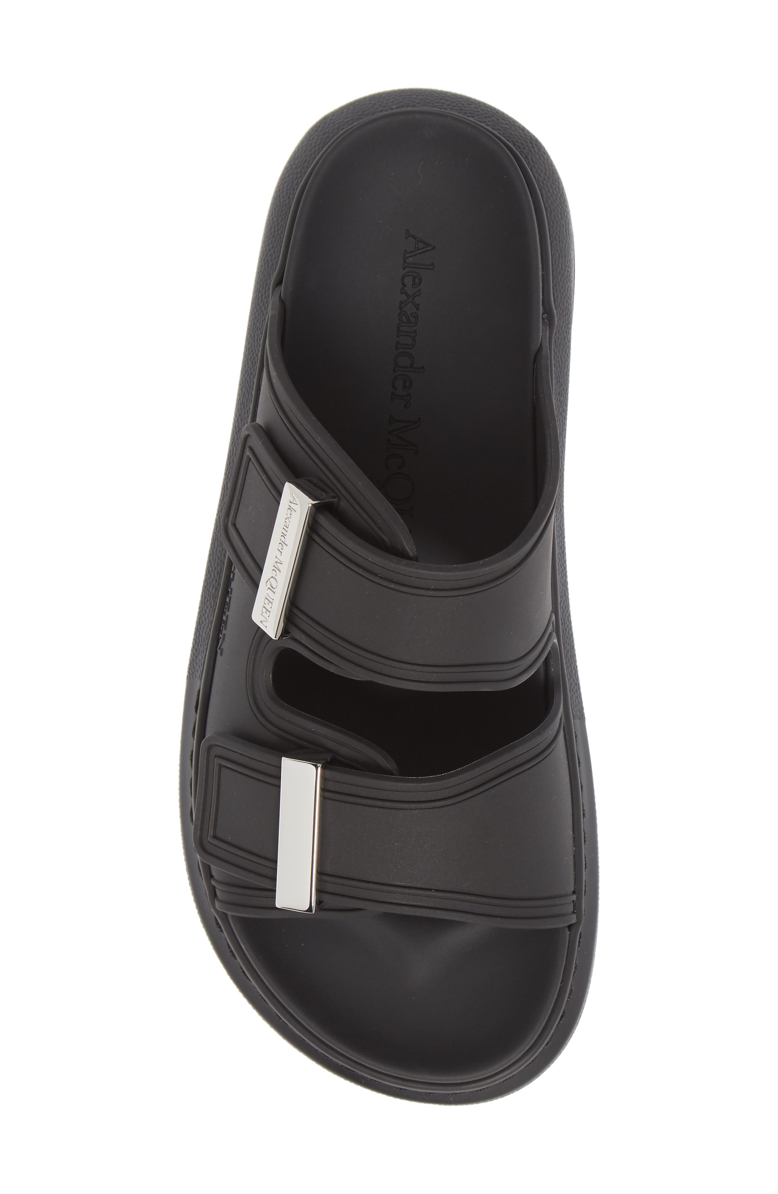 McQueen Oversized Slide Sandal, Alternate, color, Black
