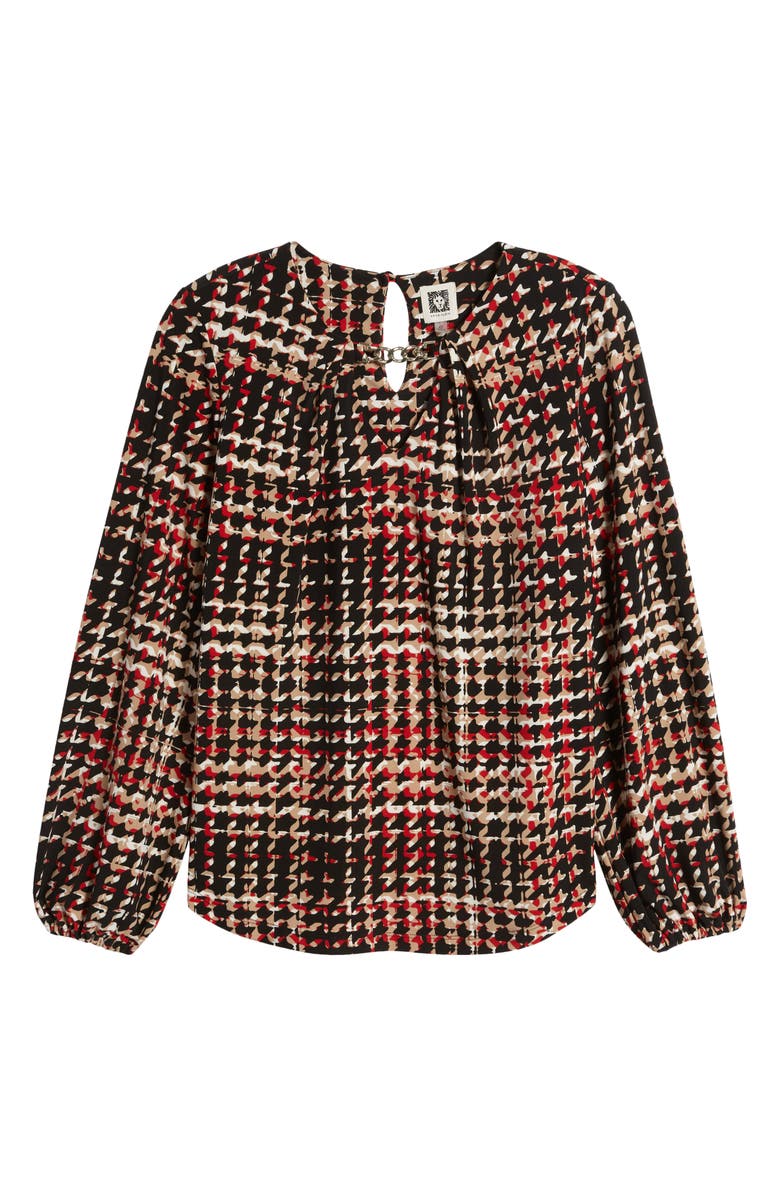 Anne Klein Print Pleat Neck Top, Alternate, color, 