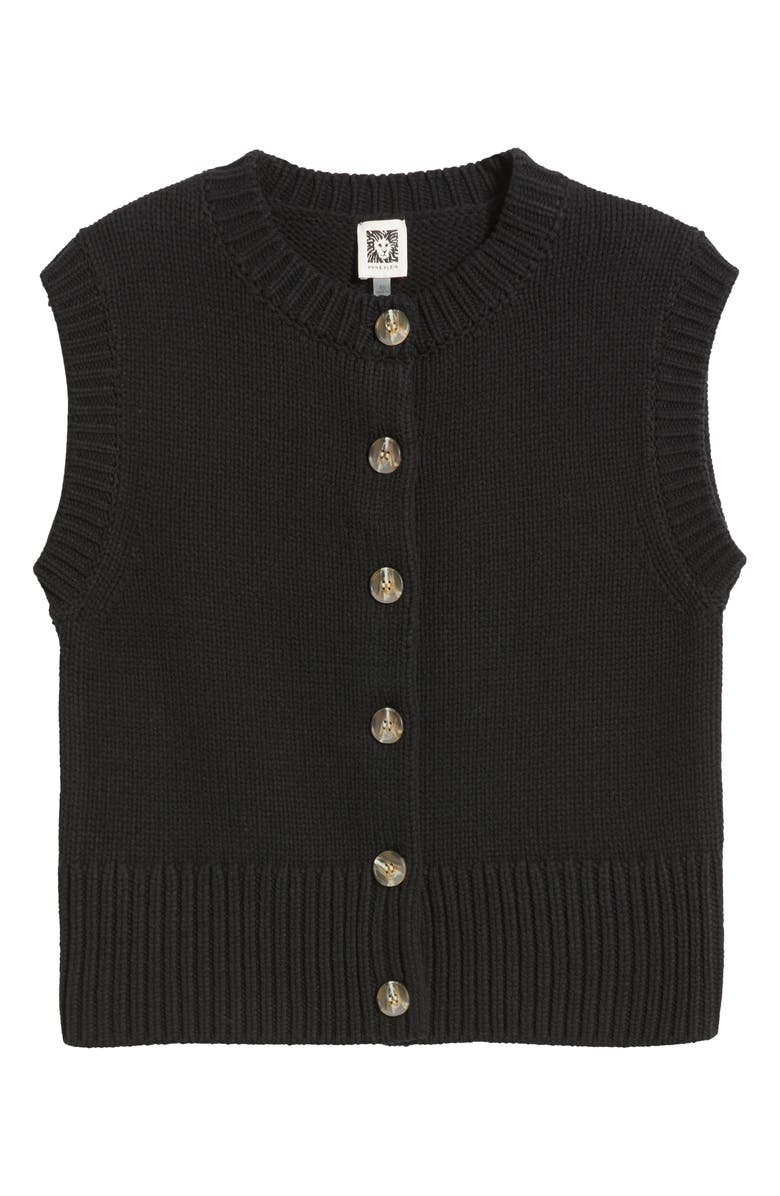 Anne Klein Button-Up Sweater Vest, Alternate, color, Anne Black