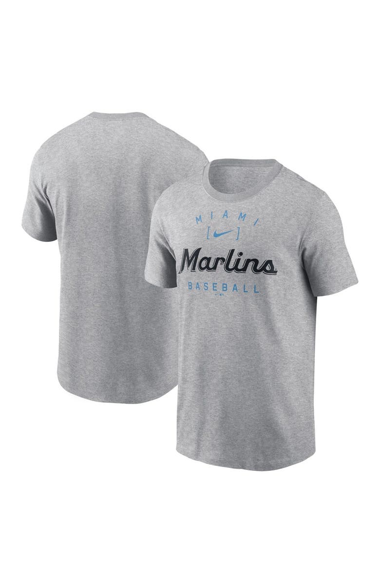 Nike Men's Nike Heather Gray Miami Marlins Home Team Athletic Arch T-Shirt, Main, color, Heather Gray