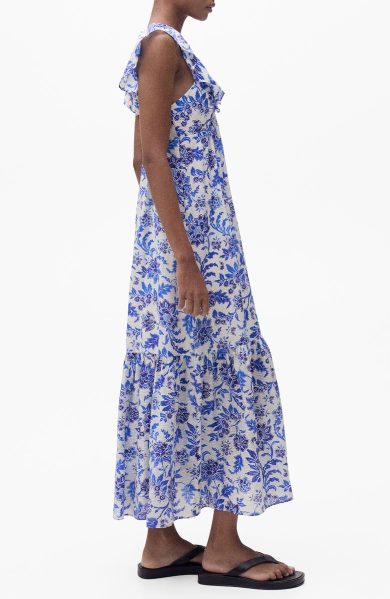 MANGO Ruffle Dress, Alternate, color, Blue