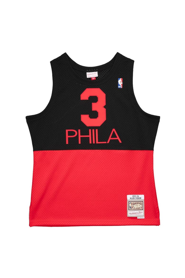 Men's Mitchell & Ness Allen Iverson Black Philadelphia 76ers 2003/04 Hardwood Classics Reload 2.0 Swingman Jersey, Alternate, color, Black