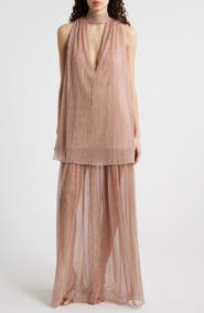 Black Halo Valoria Metallic Micropleat Cocktail Dress