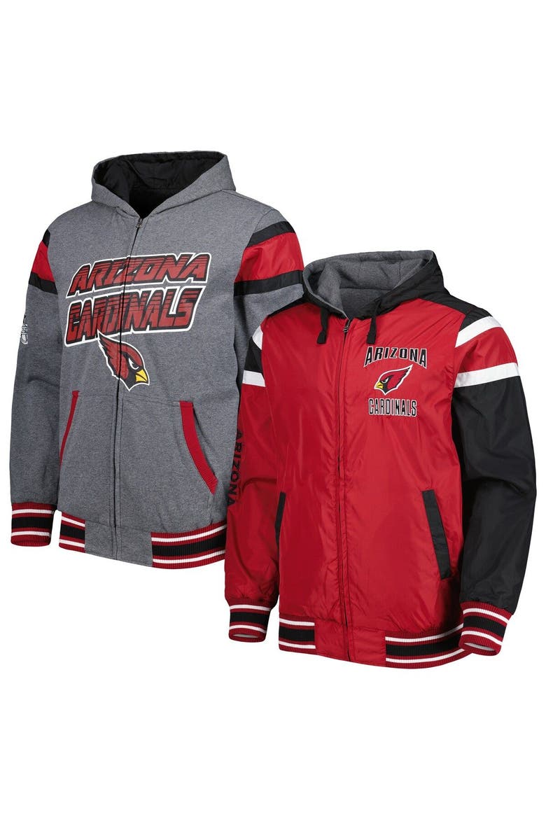 Men's G-III Sports by Carl Banks Cardinal/Gray Arizona Cardinals Extreme Full Back Reversible Hoodie Full-Zip Jacket, Main, color, Cardinal