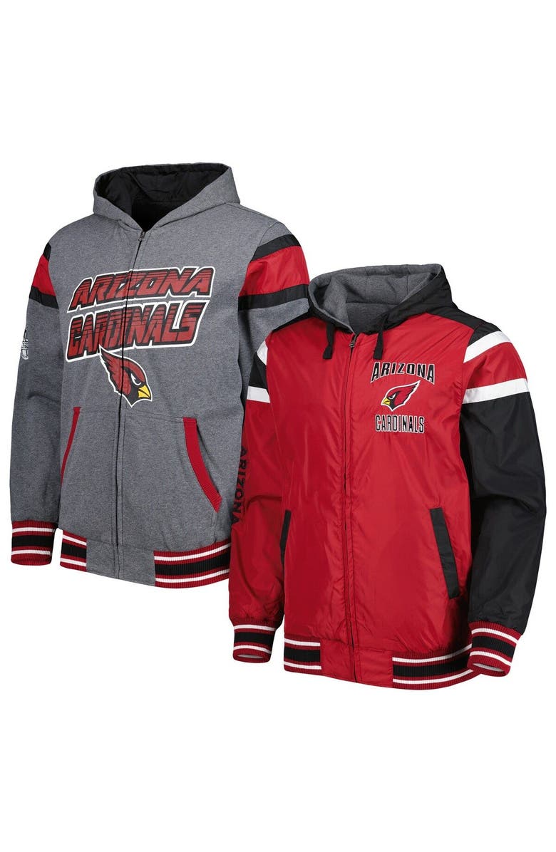 G-III SPORTS BY CARL BANKS Men's G-III Sports by Carl Banks Cardinal/Gray Arizona Cardinals Extreme Full Back Reversible Hoodie Full-Zip Jacket, Main, color, 