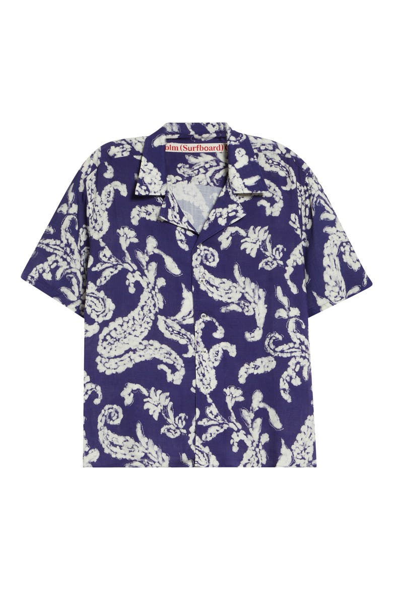 Hell Paisley Print Camp Shirt, Alternate, color, BLUE PAISLEY
