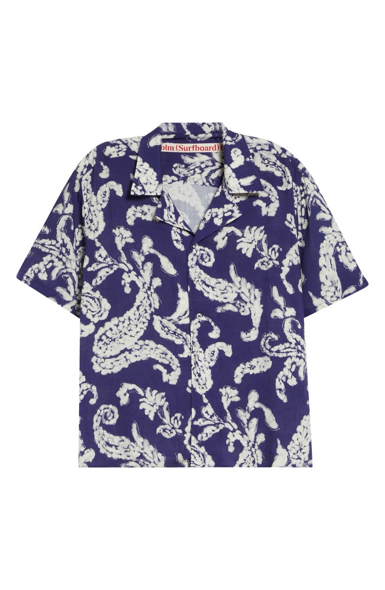 STOCKHOLM SURFBOARD CLUB Hell Paisley Print Camp Shirt, Main, color, Blue Paisley