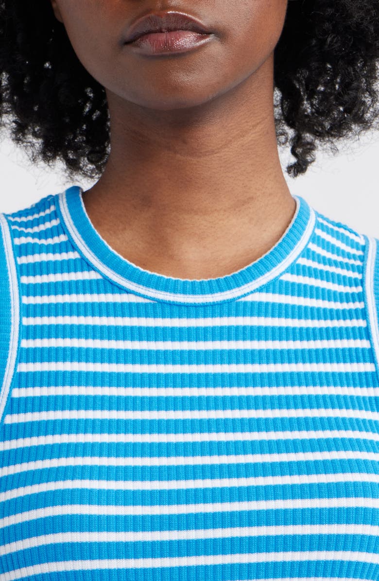 Rails The Racer Stripe Rib Knit Tank, Alternate, color, Chambray Blue Stripe