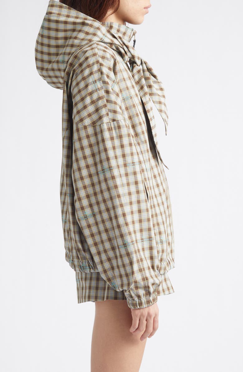 Sandy Liang Eddy Plaid Jacket with Bonnet Hood, Alternate, color, Brown Multi
