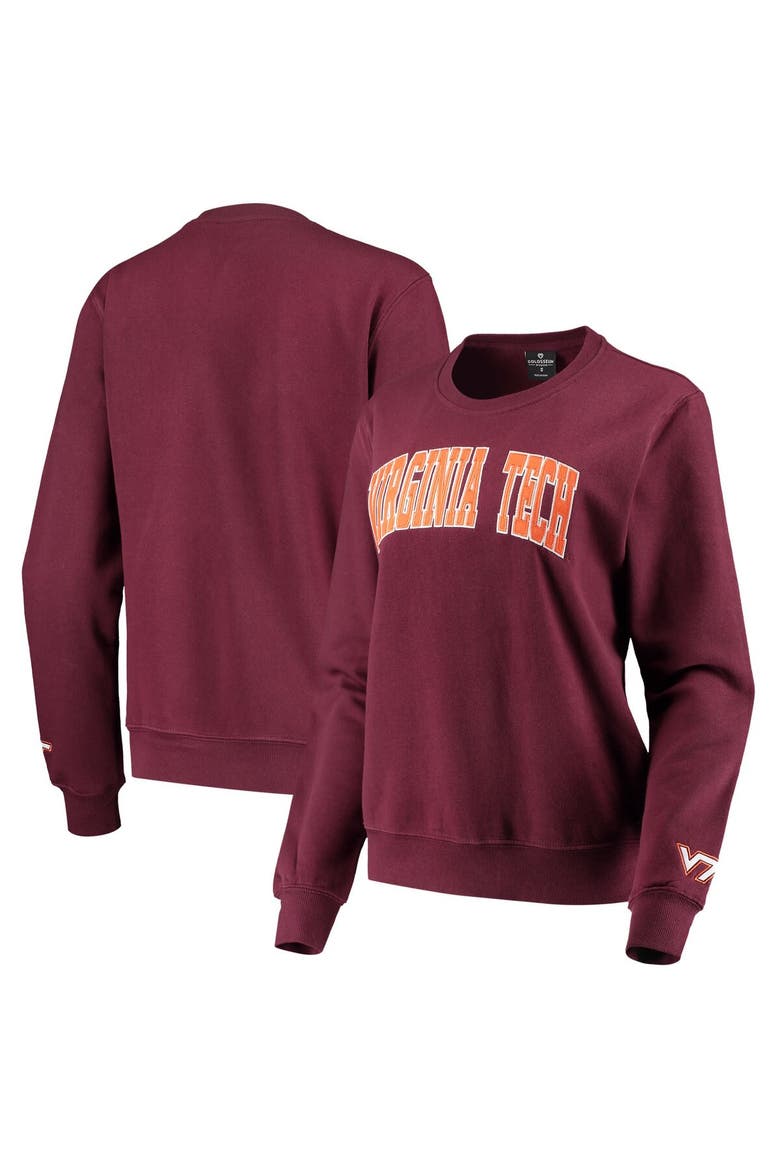 Women's Colosseum Maroon Virginia Tech Hokies Campanile Pullover Sweatshirt, Main, color, Maroon