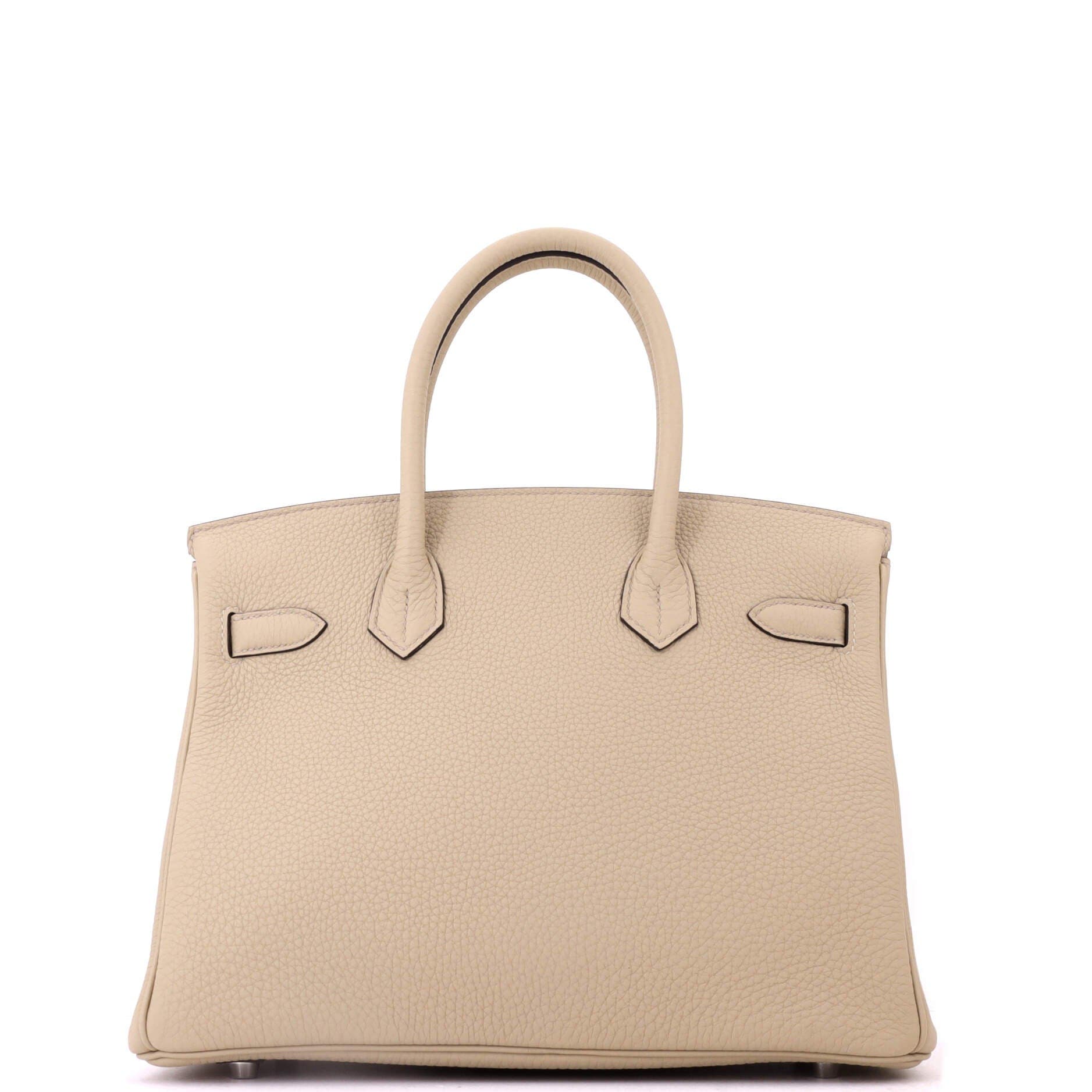 Birkin Handbag Brown Togo with Palladium Hardware 30, Alternate, color, White