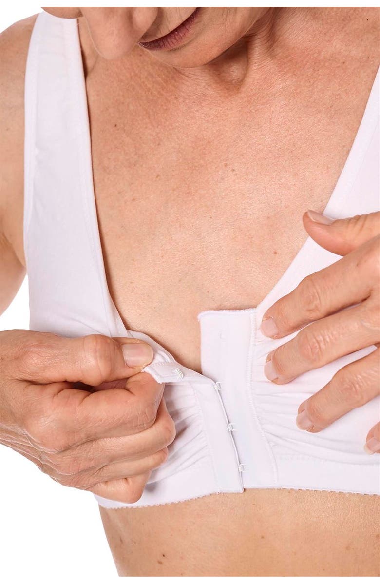 Amoena Fleur Wire-Free Front Closure Bra, Alternate, color, White