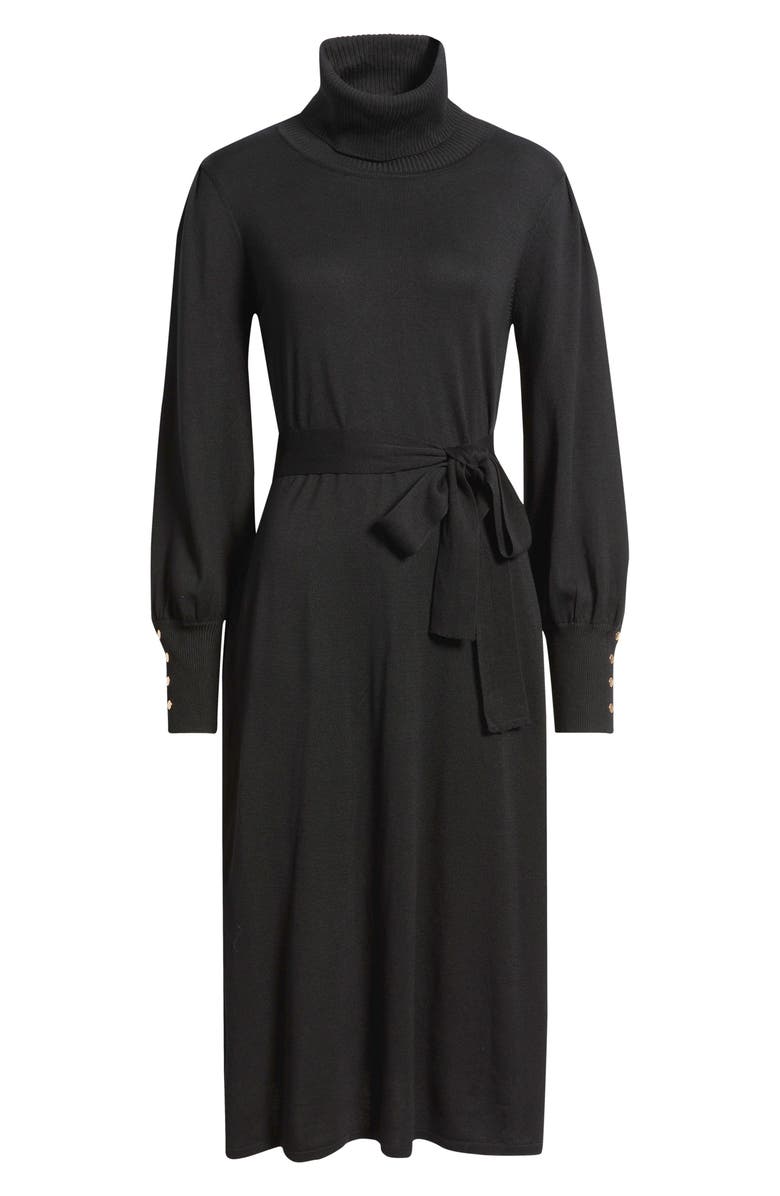 Julia Jordan Turtleneck Long Sleeve Midi Dress, Alternate, color, Black