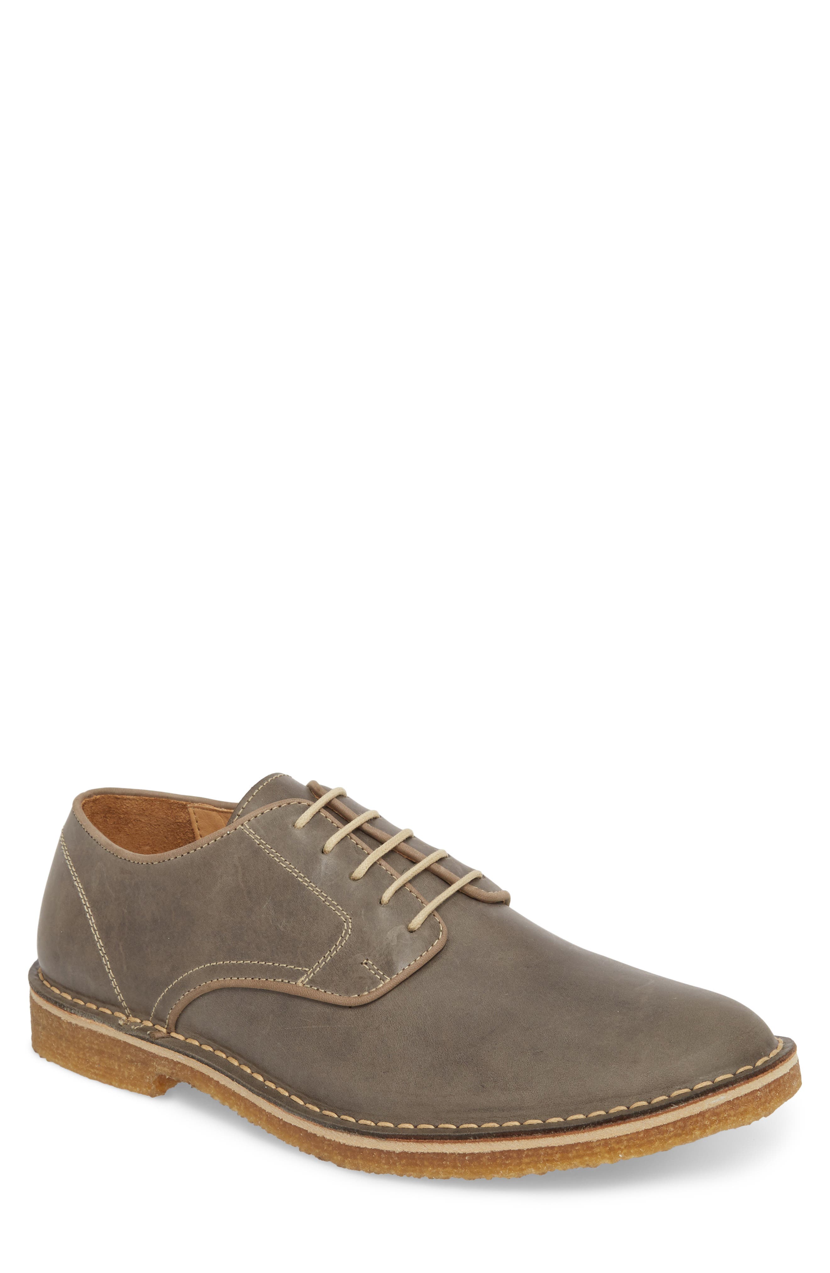 Crescent Buck Shoe, Main, color, GREY LEATHER