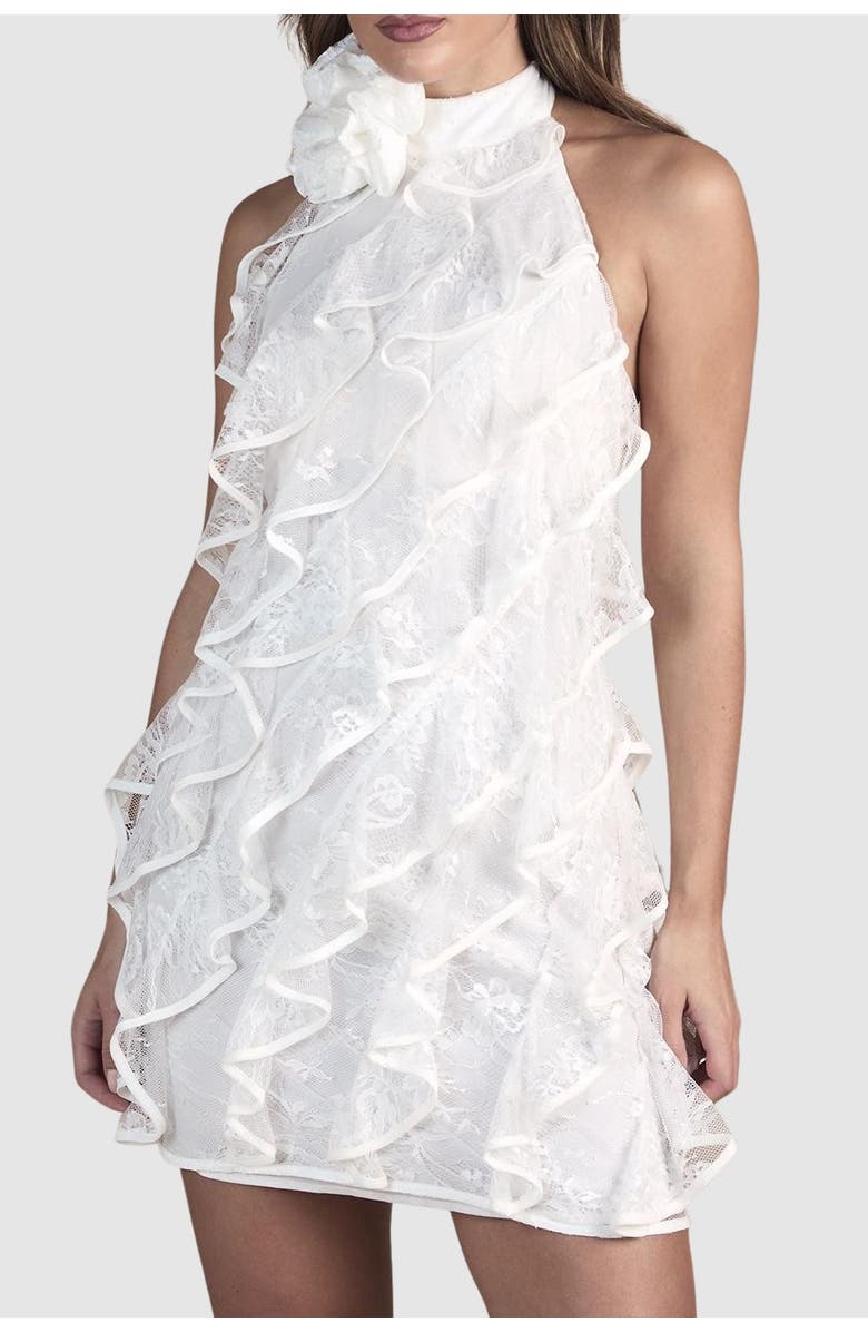 Coast Lace Frill Mini Bridal Dress, Alternate, color, Ivory