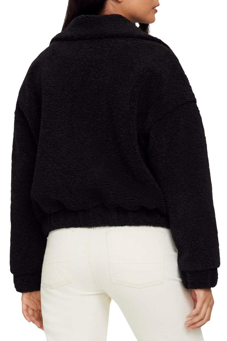 Mindy Yosemite Faux Fur Bomber, Alternate, color, BLACK