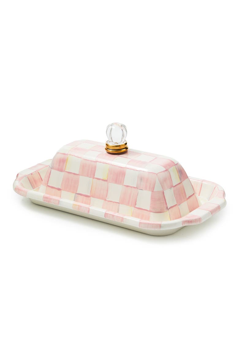 Rosy Check Enameled Steel Butter Box, Main, color, ROSY