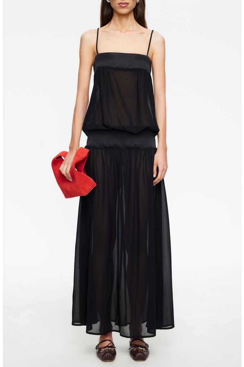 Gracia Sleeveless Chiffon Maxi Dress, Main, color, NOIR